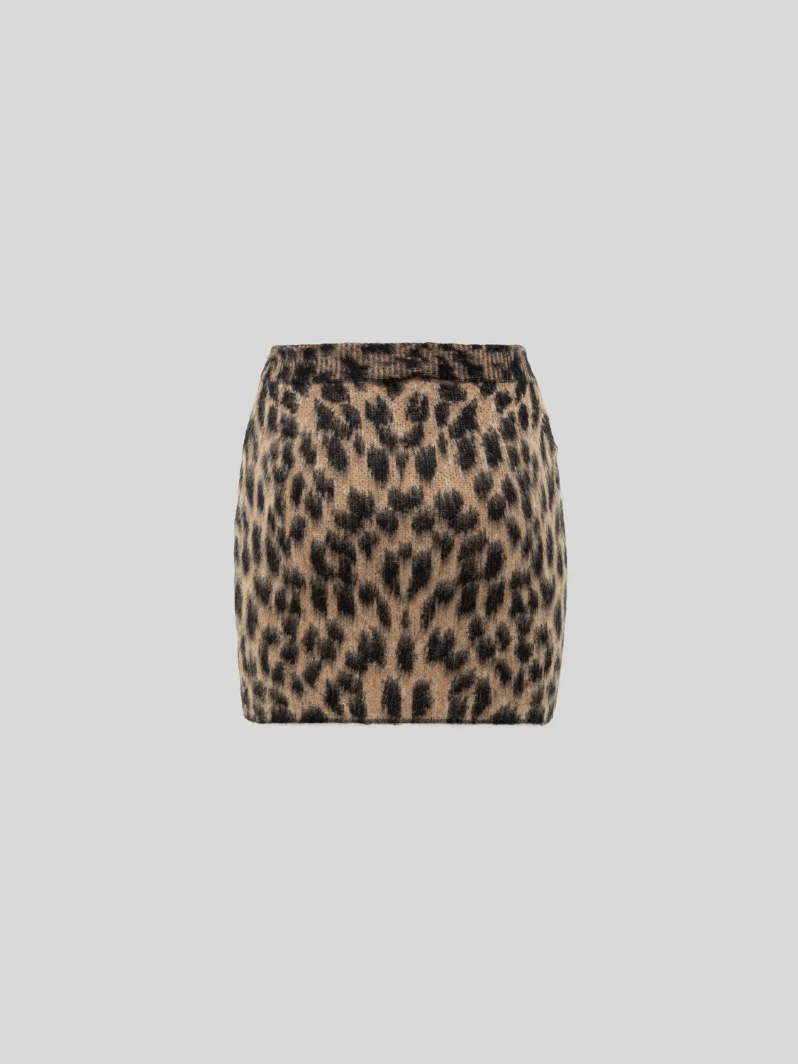 Laneus Brushed Leopard strik nederdel natural alpaka
