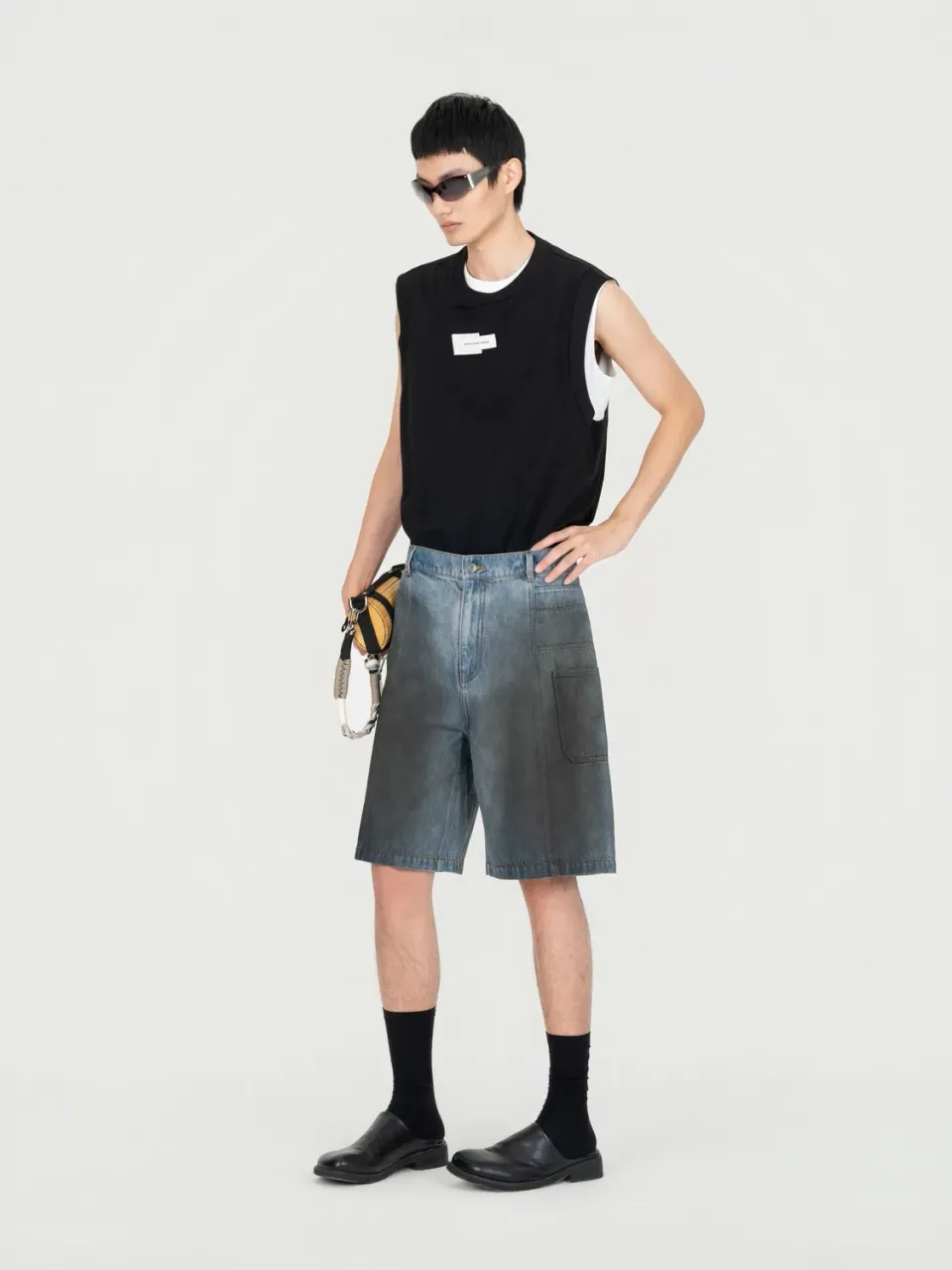 Feng Chen Wang Gradient Indigo denimshorts blå sort