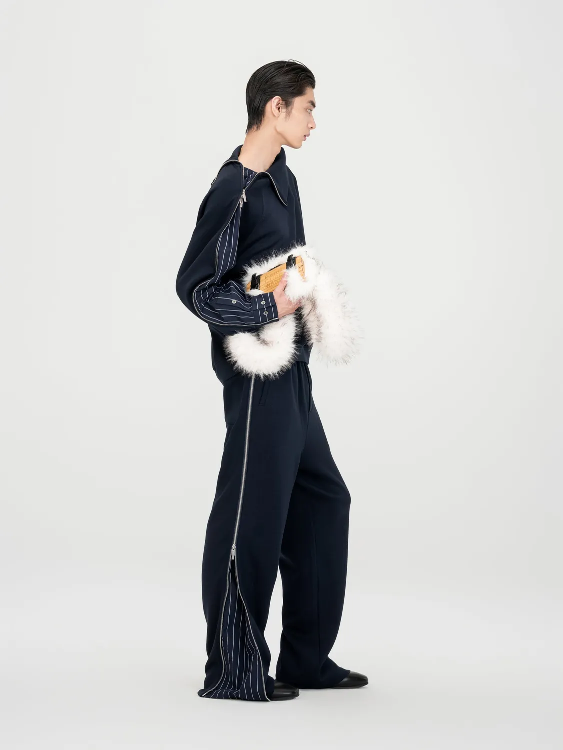 Feng Chen Wang Navy Patchwork Striped bukser XS navy