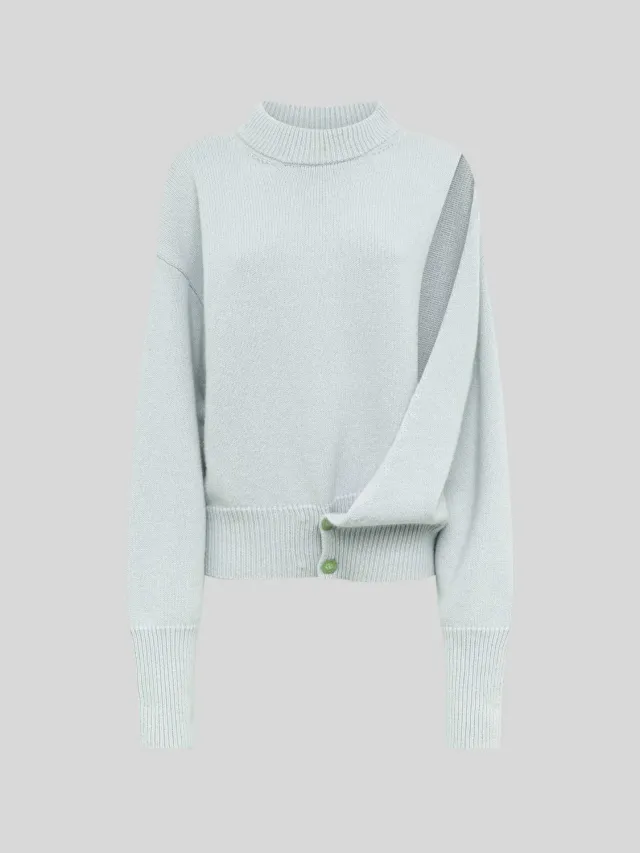 Laneus Asymmetric Box striktrøje salvie uld angora