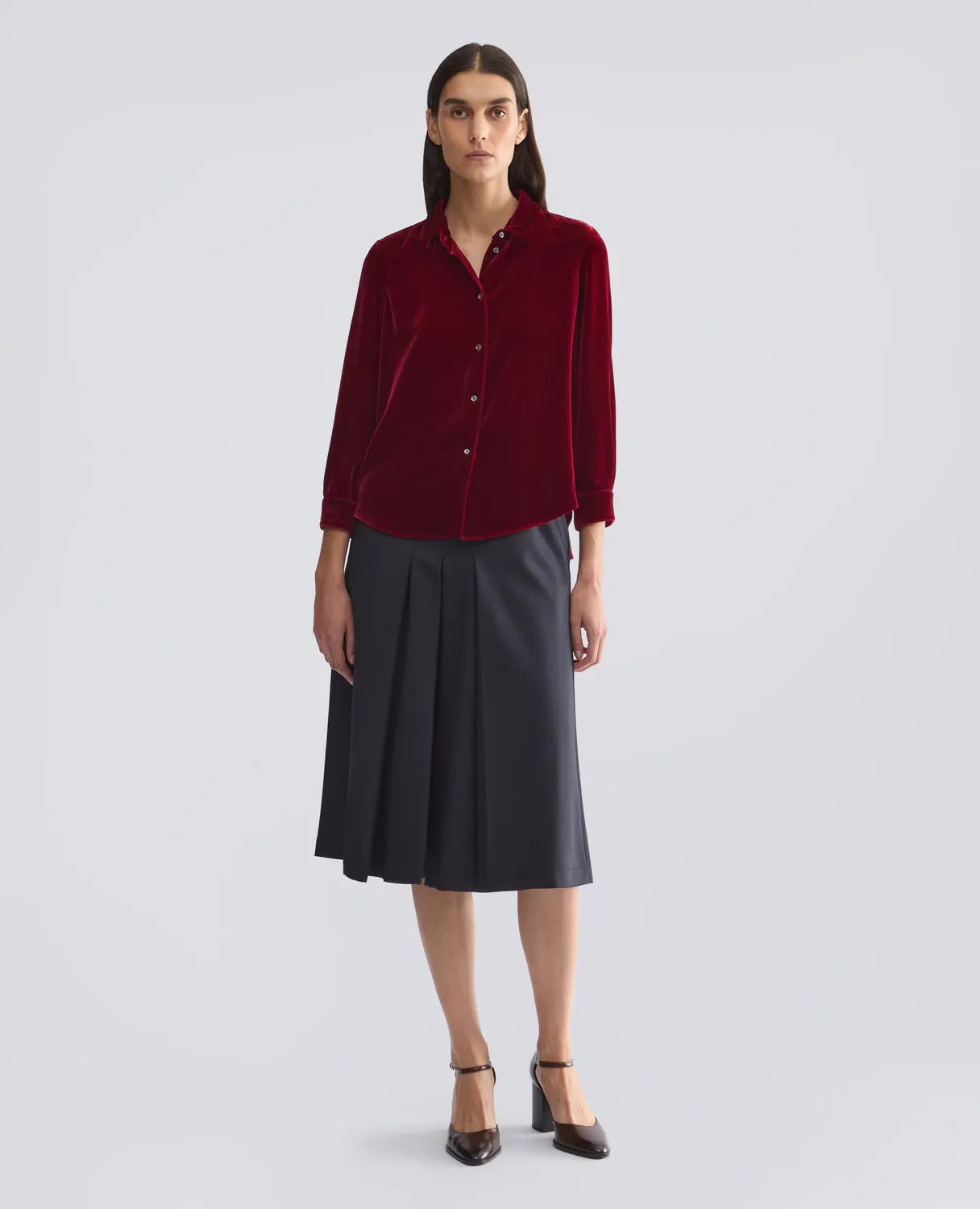 Aspesi mønstret viskose-silke skjorte bordeaux 7/8 ærme