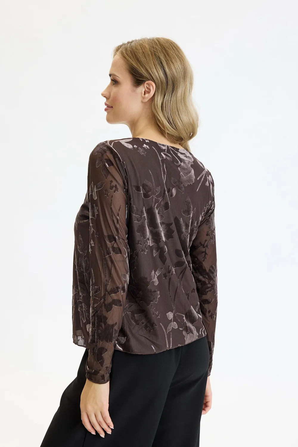 IN FRONT Natalie bluse mesh velour mønster