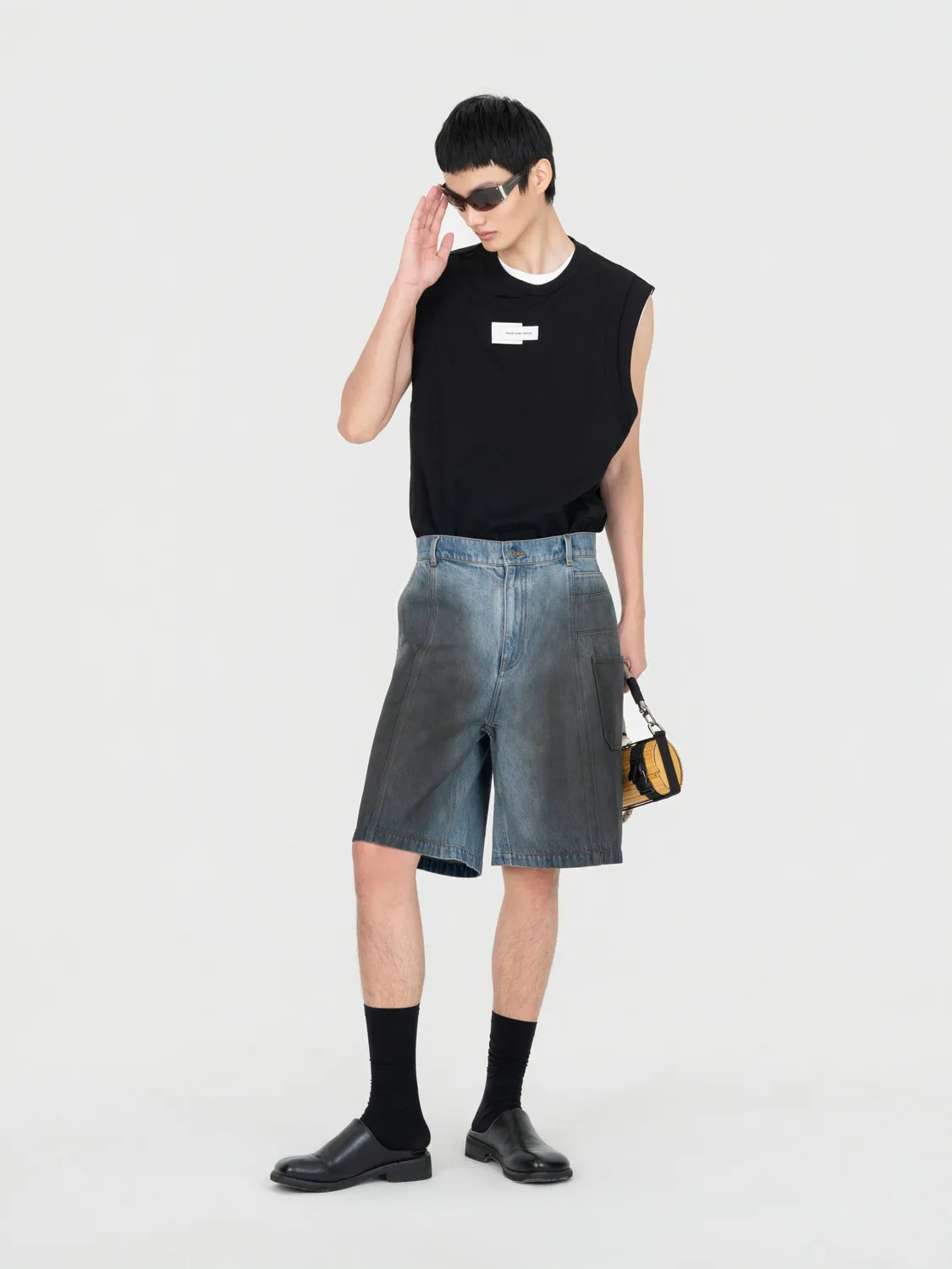 Feng Chen Wang Gradient Indigo denimshorts blå sort