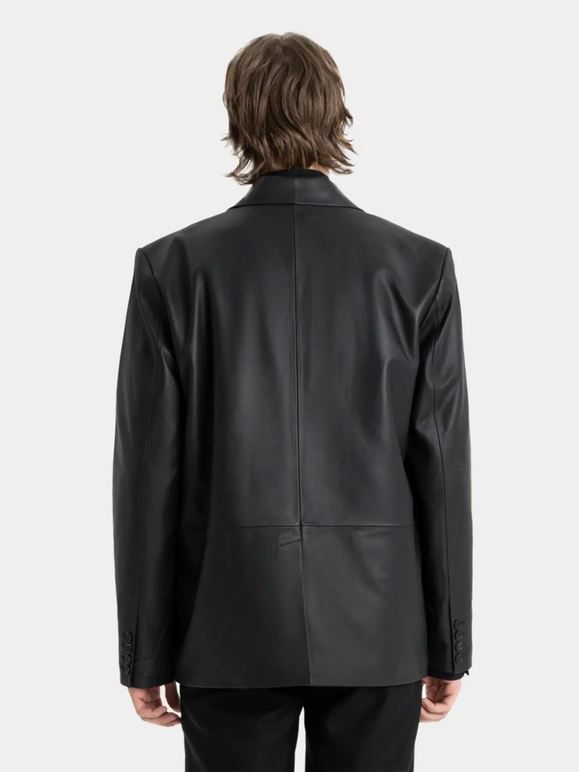 Feng Chen Wang Leather Blazer læderblazer sort