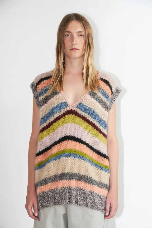 DAWNXDARE Hortense vest 910 beige stribet mohair