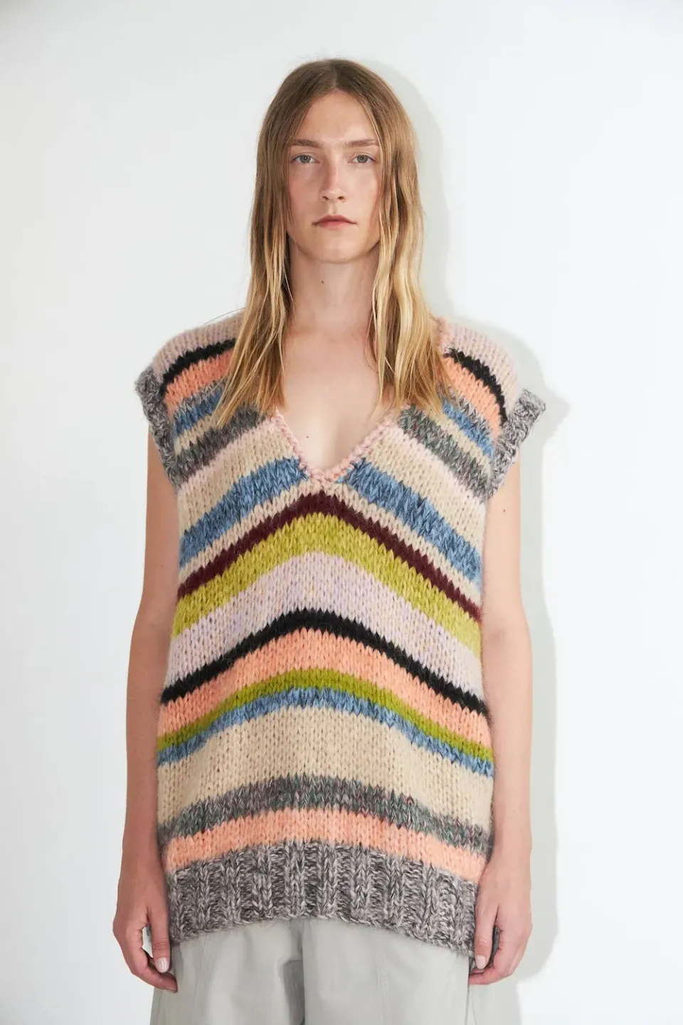 DAWNXDARE Hortense vest 910 beige stribet mohair