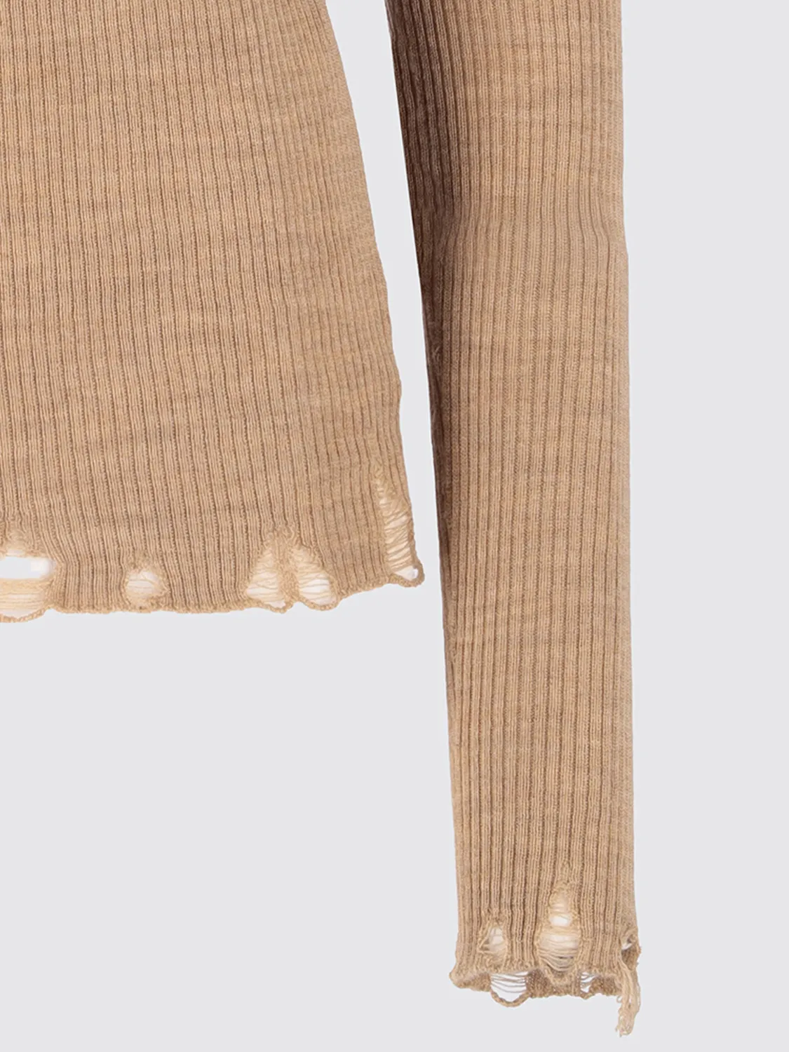 Laneus Fine Ribbed Wool Jumper sweater camel uld