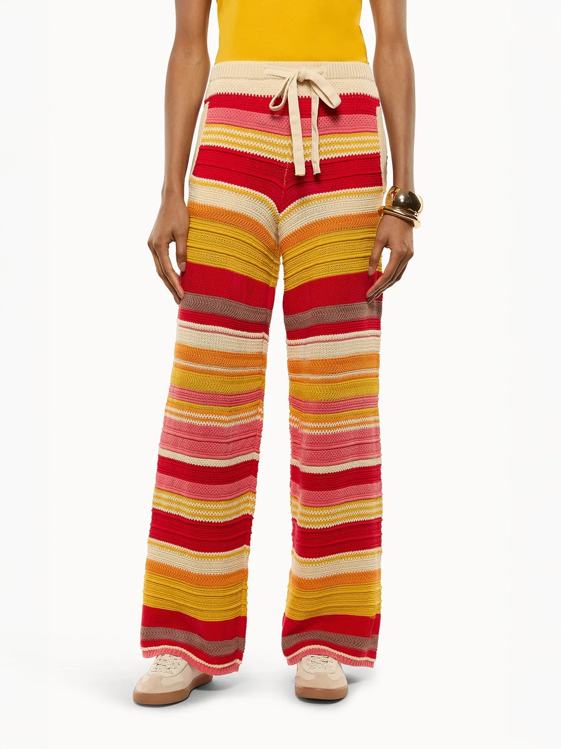Laneus Multicolor Knit Trousers strikbukser pink bomuld