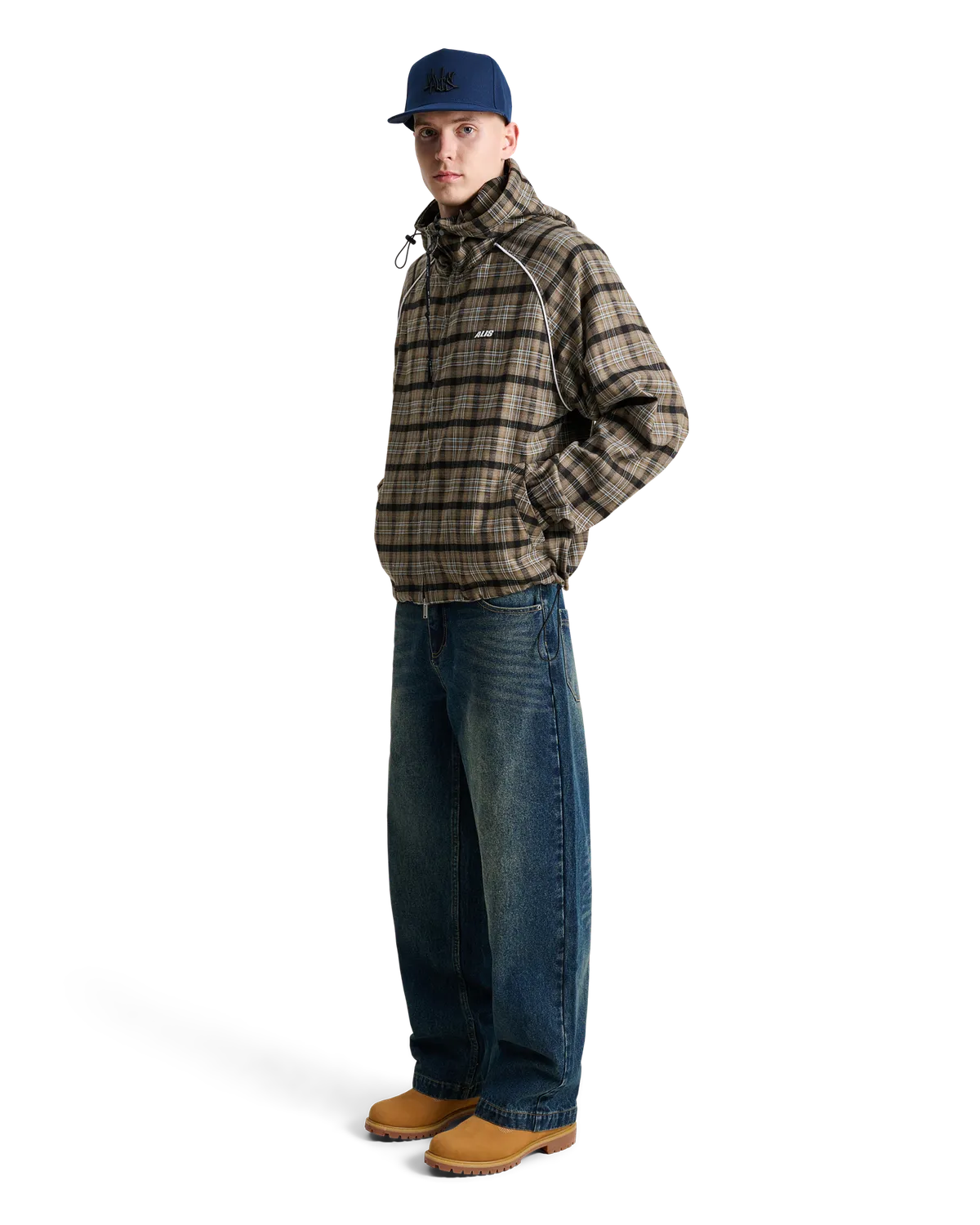 Alis Orby Hooded Jacket jakke Sand Blue Tartan oversize