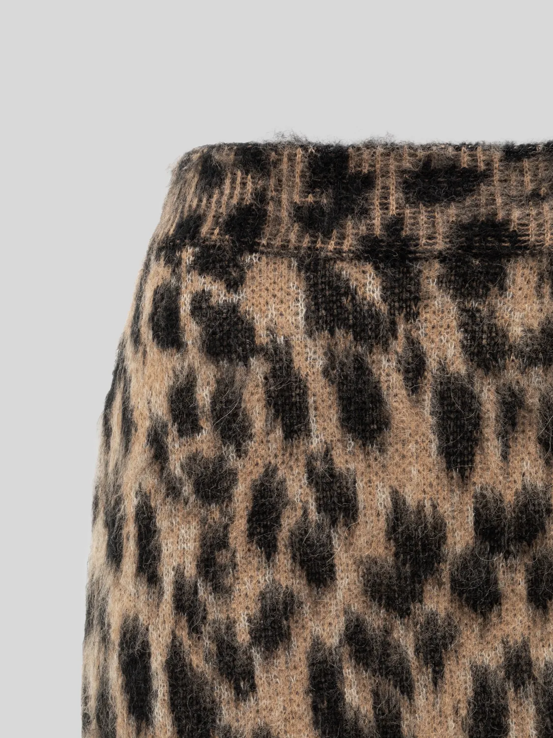 Laneus Brushed Leopard strik nederdel natural alpaka
