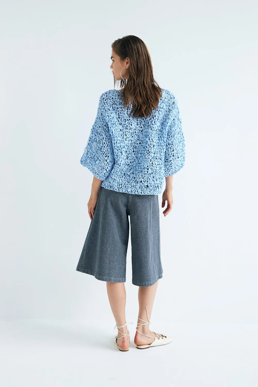 Dawn x Dare Elvina strikpullover 620 Sky upcycled bomuld