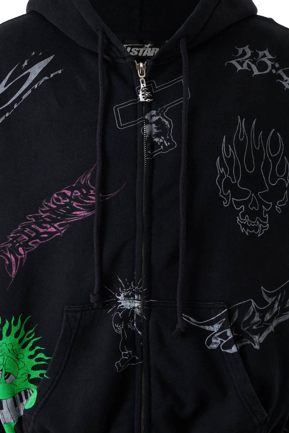 Hellstar Graffiti Zip-Up hættetrøje sort fleece