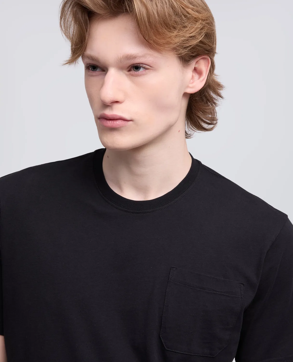 Aspesi Bomuld T-Shirt Sort Slim Brystlomme
