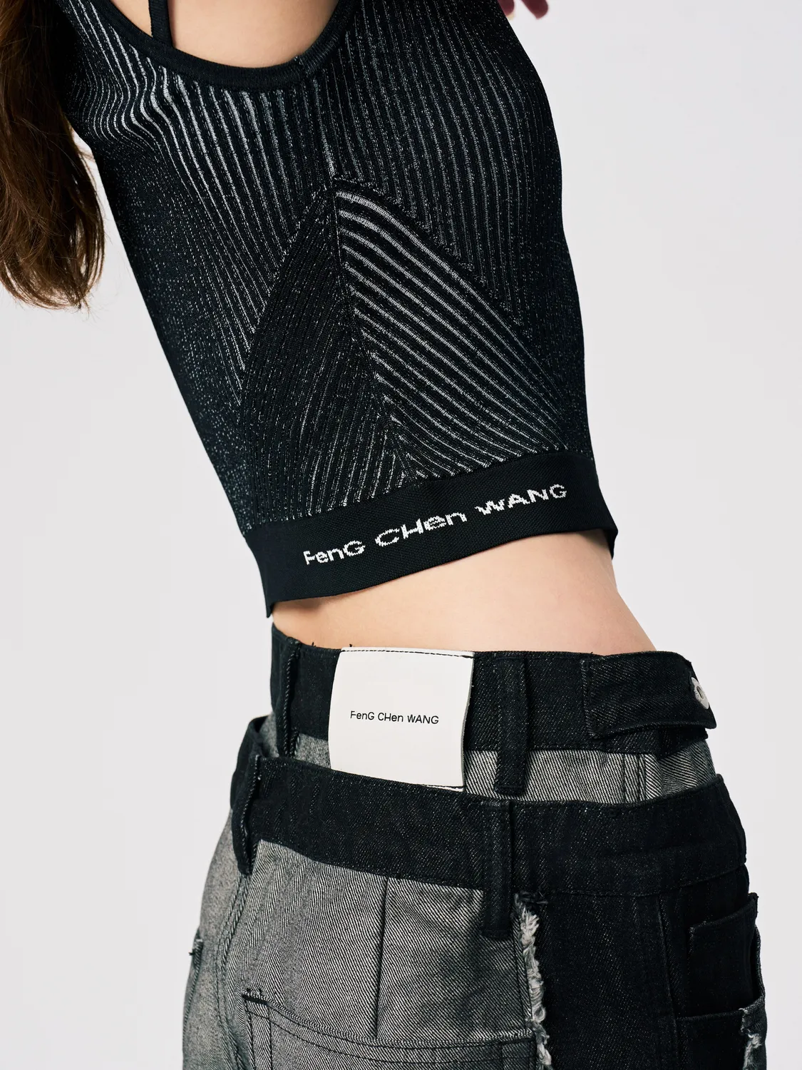 Feng Chen Wang Deconstructed strik tanktop merino cropped