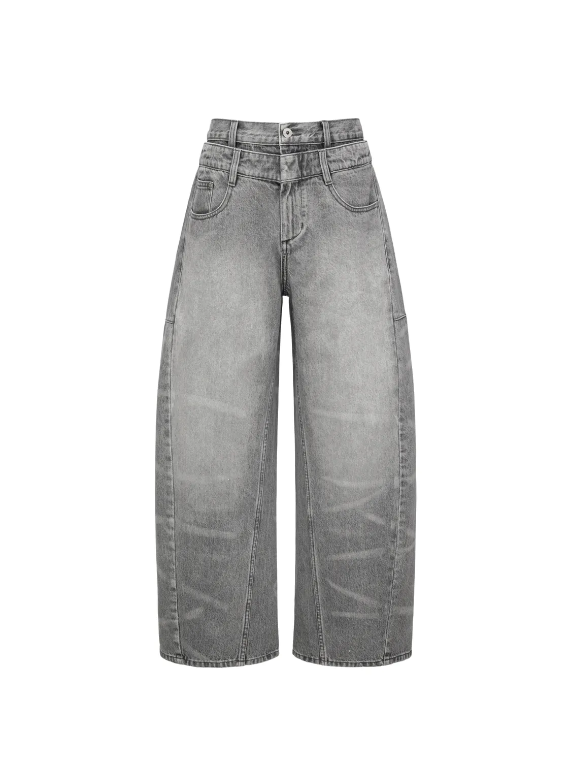 Feng Chen Wang Washed Denim jeans grå loose fit