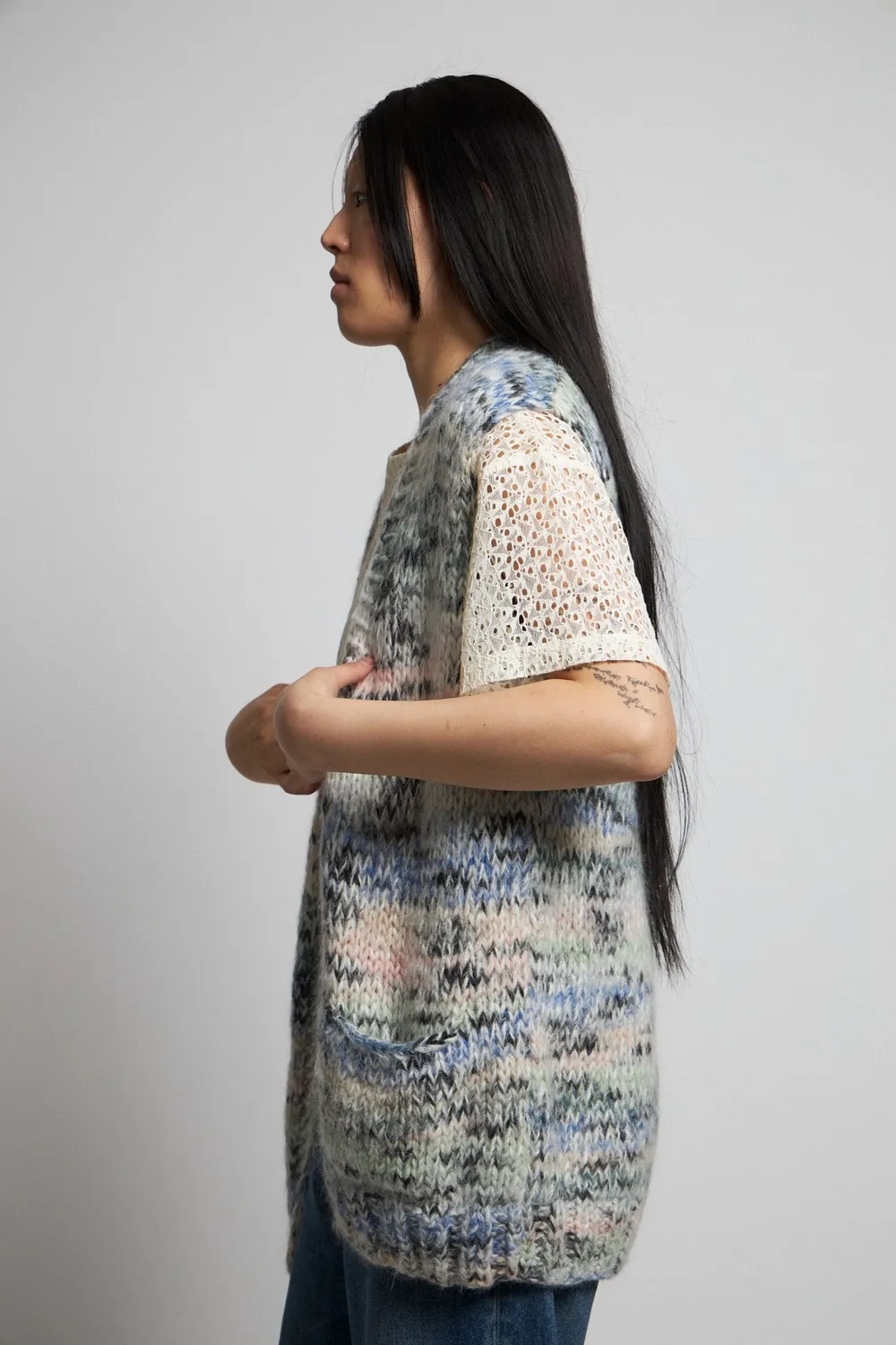 Dawn x Dare Coyto strikvest chalk multi mohair