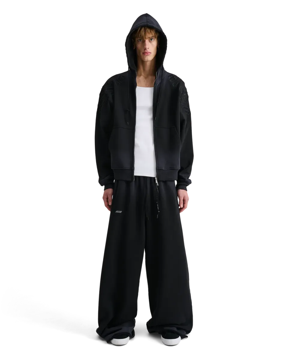 Alis Gyll Hoodie zip-hættetrøje Faded Black broderi