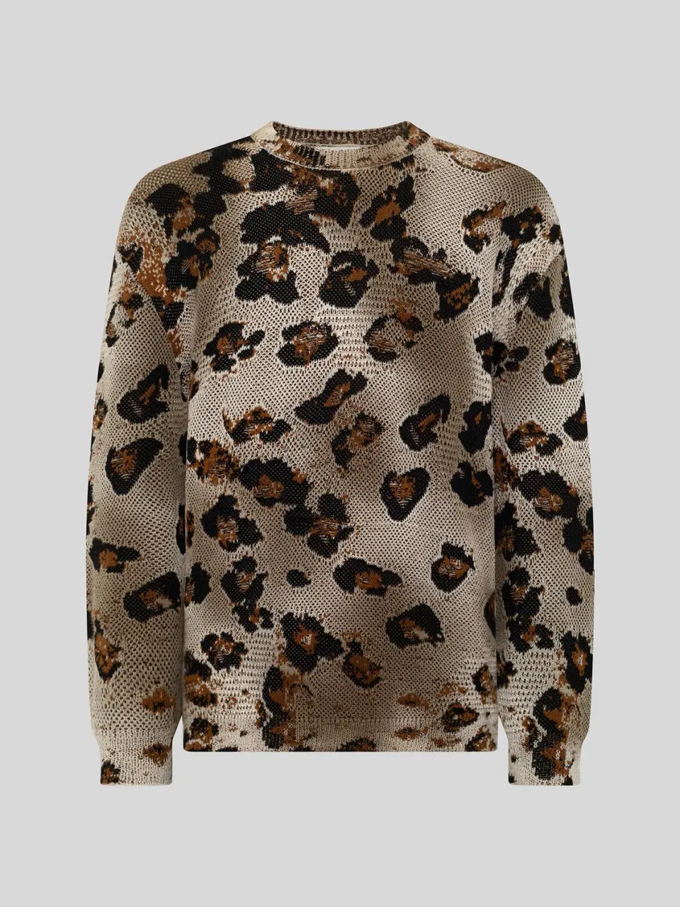 Laneus Oversized Animal Print Jumper leopard bomuld