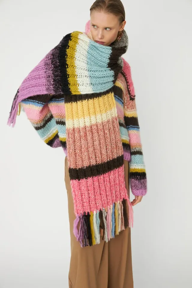 DAWNXDARE Stripe halstørklæde azalea multi mohair