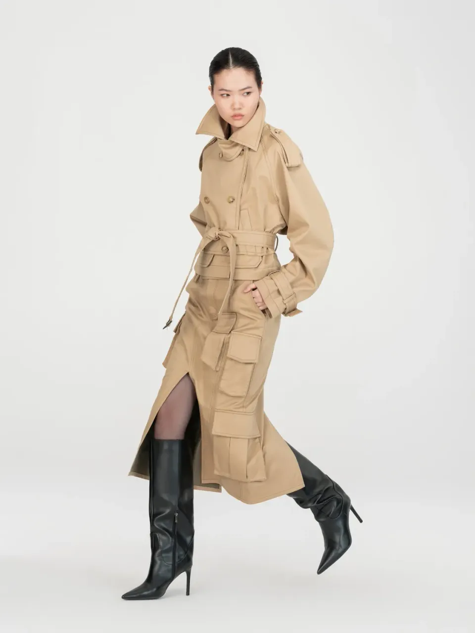 Feng Chen Wang Khaki Cargo nederdel S-M-L lommer