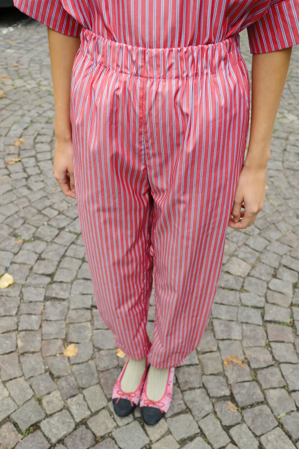 Caro Editions Coco Pants Red Navy Stripe bukser bomuld