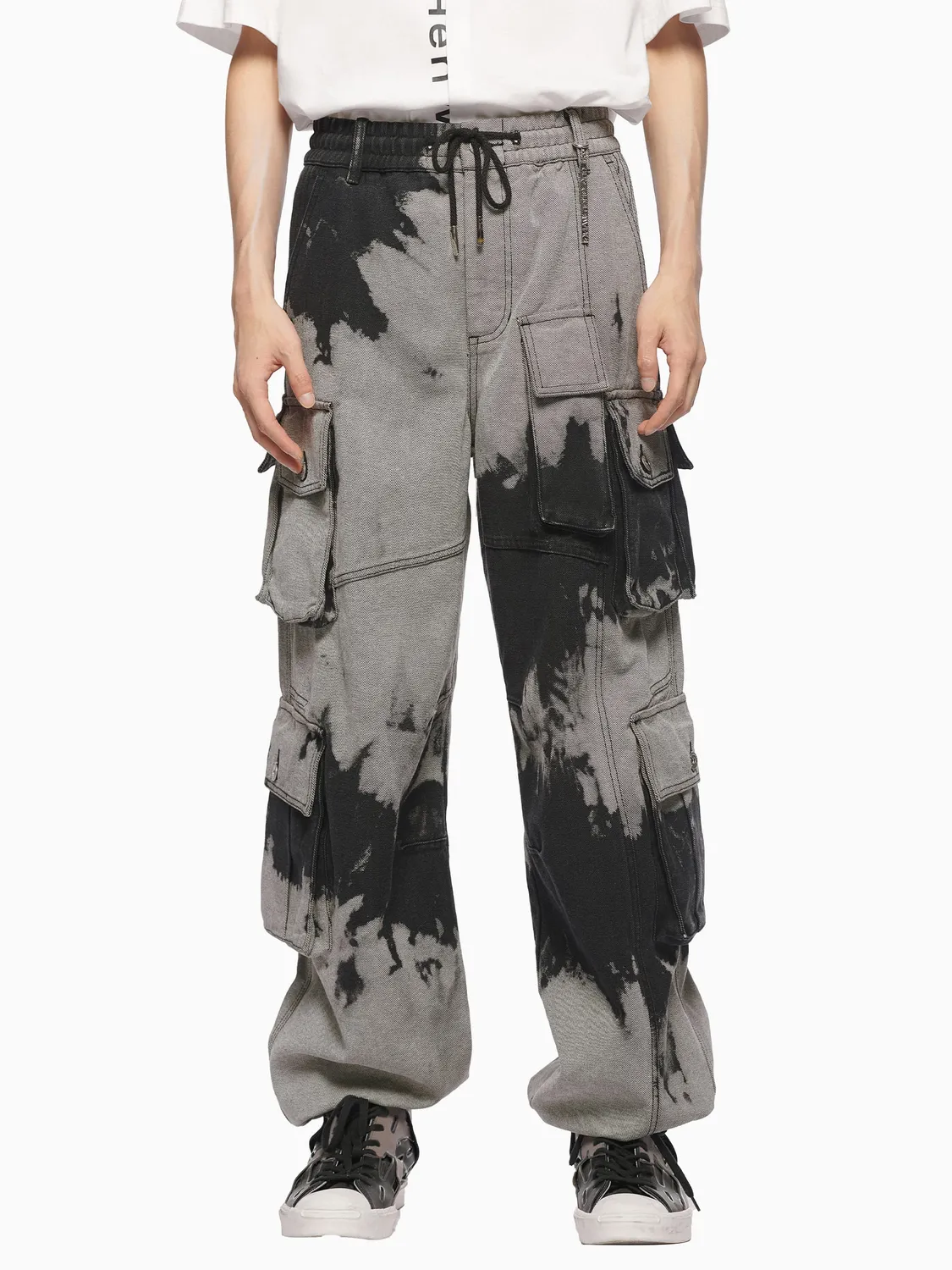 Feng Chen Wang Denim Tie-Dye cargobukser blå