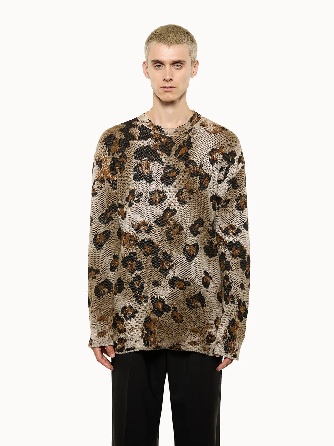 Laneus Oversized Animal Print Jumper leopard bomuld