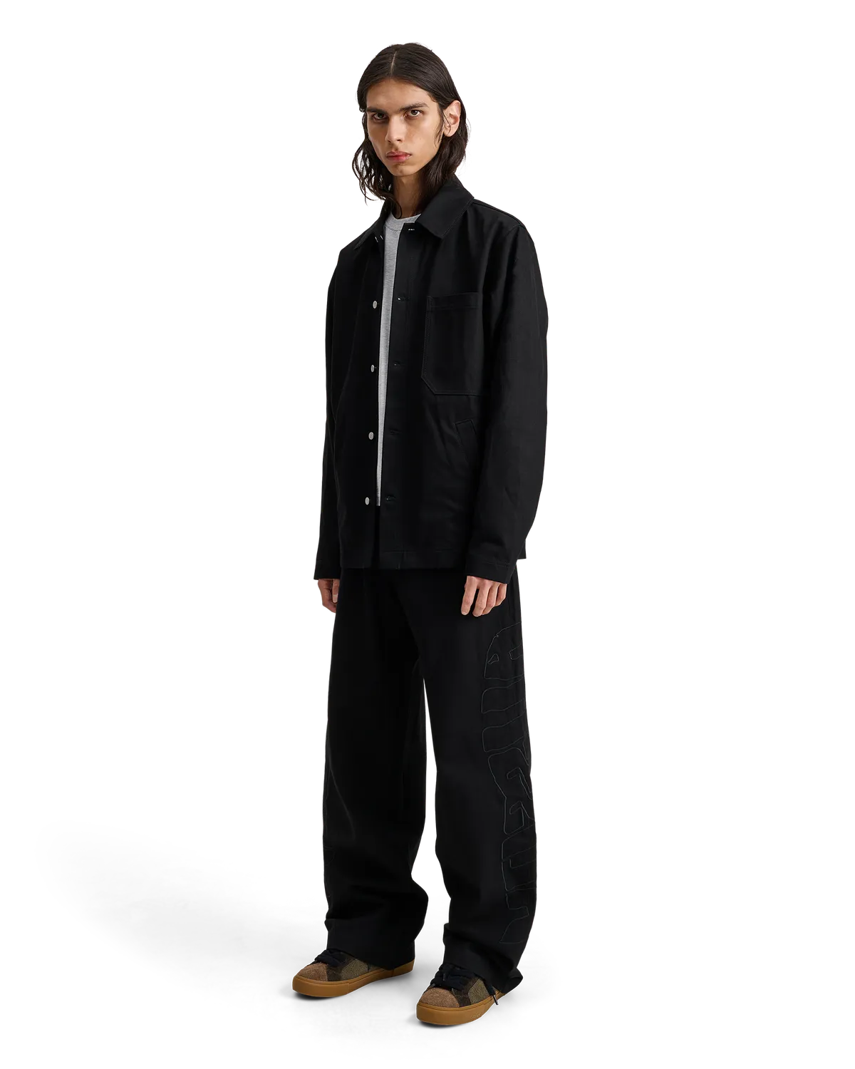 Alis Viren Short workerjakke solid black bomuld