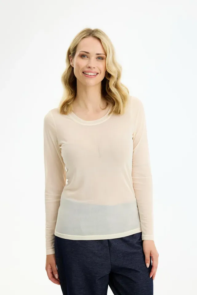 IN FRONT Gro Mesh t-shirt langærmet gennemsigtig