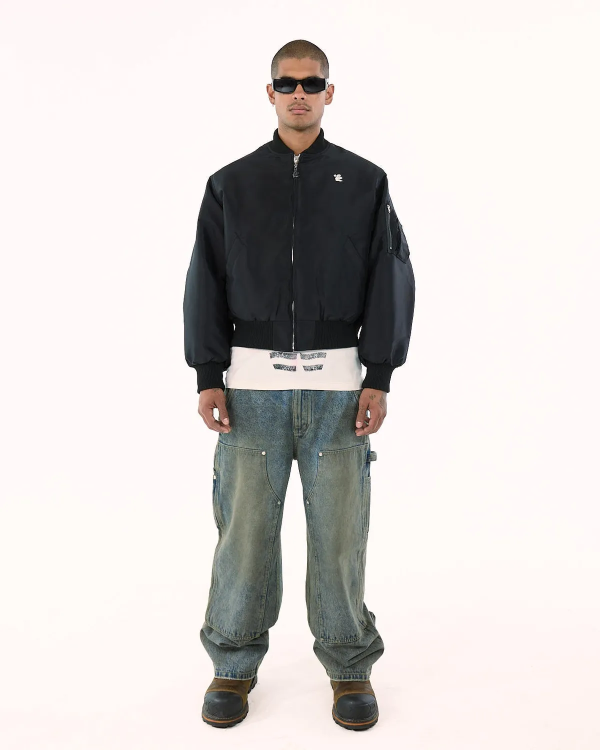 Hellstar Core Logo bomberjakke sort nylon SS26