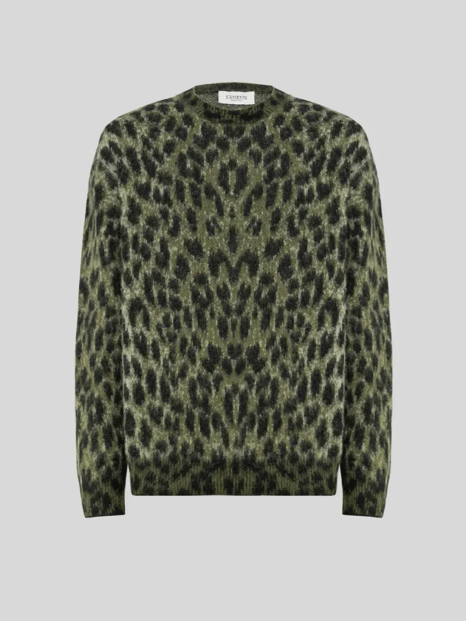 Laneus Brushed Spotted Knit Boxy Crewneck strik grøn alpaka