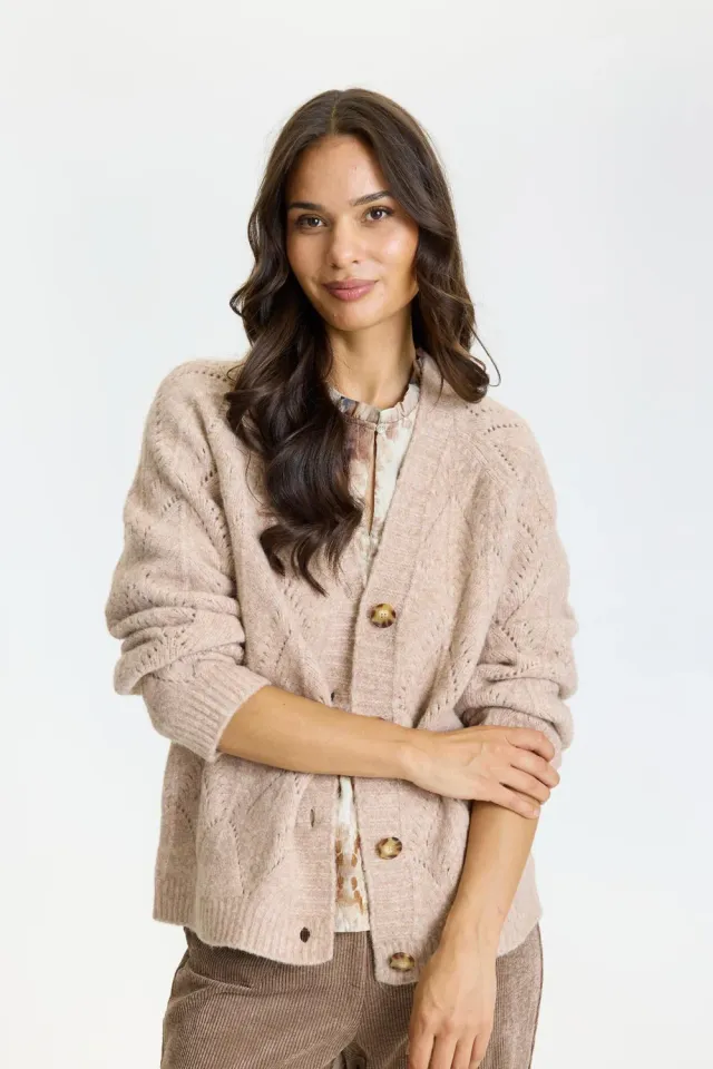 IN FRONT Ari strikcardigan V-hals knapper