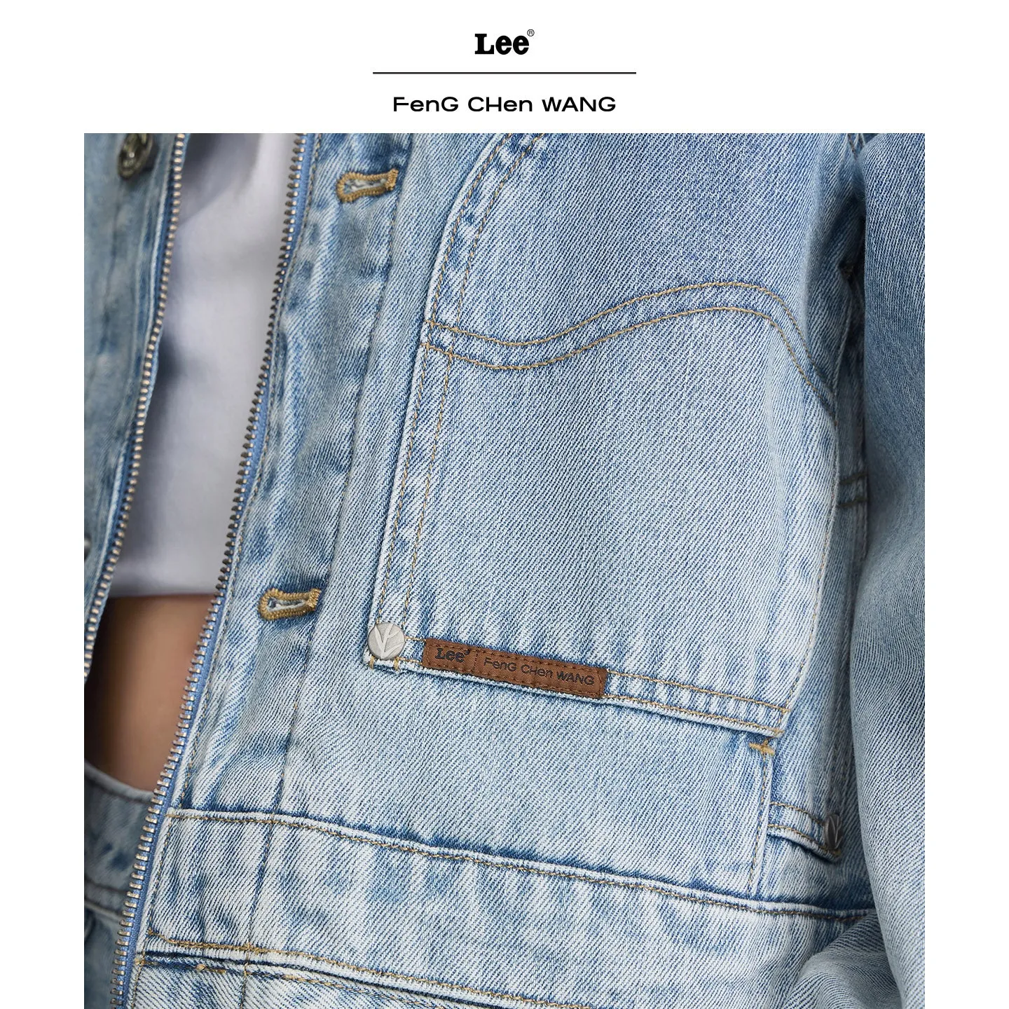 Lee x Feng Chen Wang L/S cropped denimjakke dame S-L lynlås