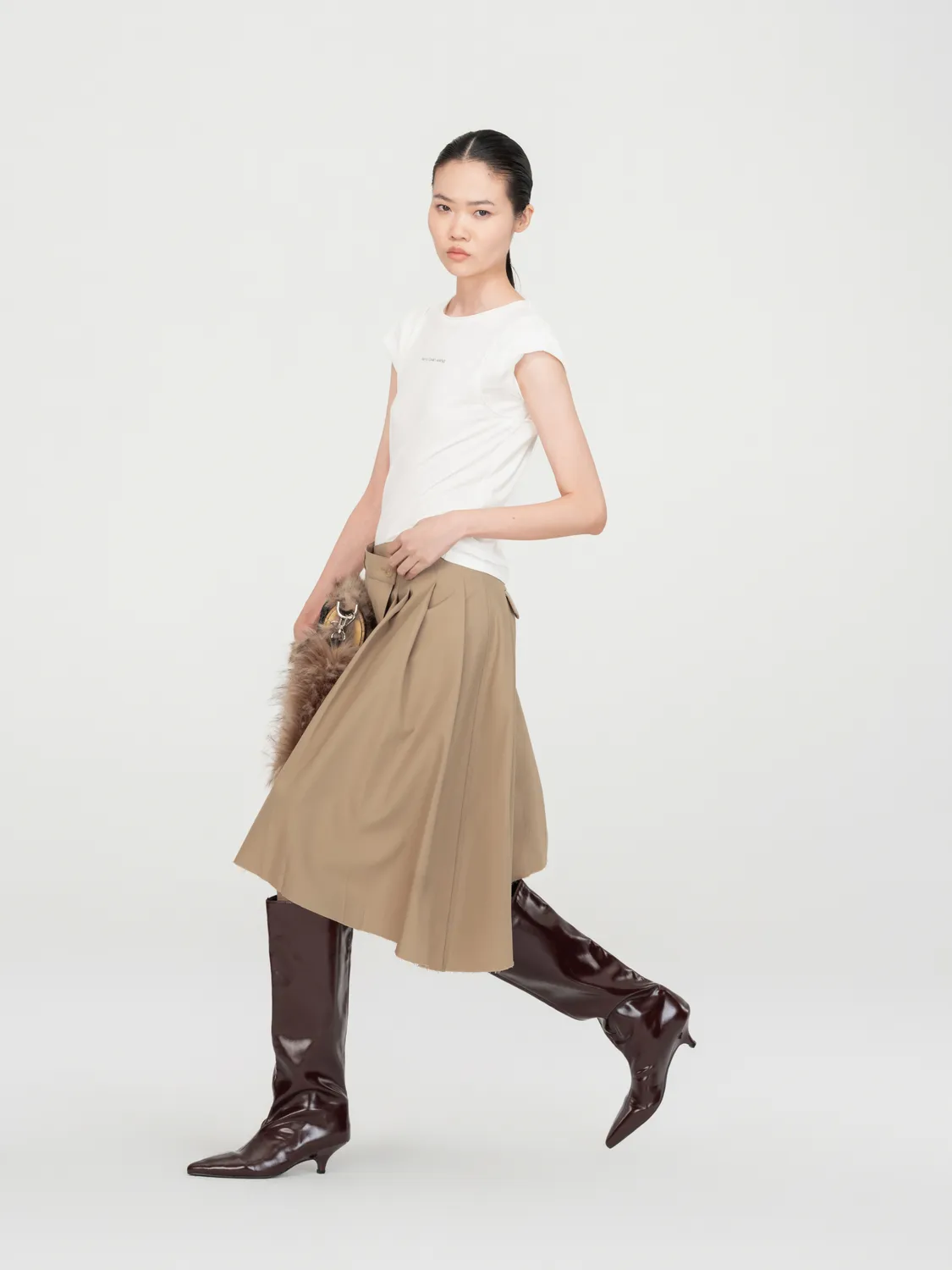 Feng Chen Wang Wrap nederdel khaki midi slå-om
