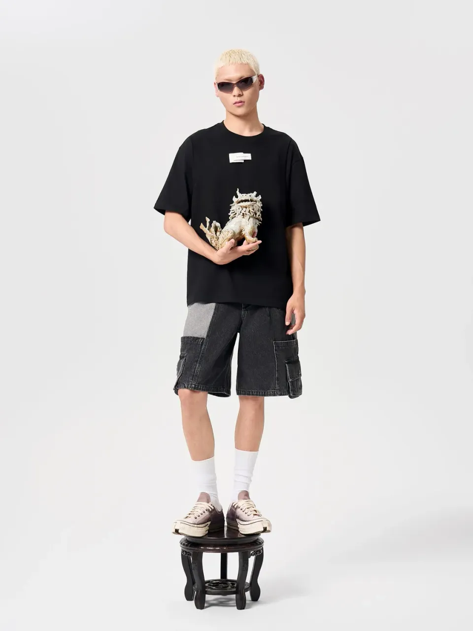 Feng Chen Wang 2-in-1 Deconstructed T-shirt sort lagdelt