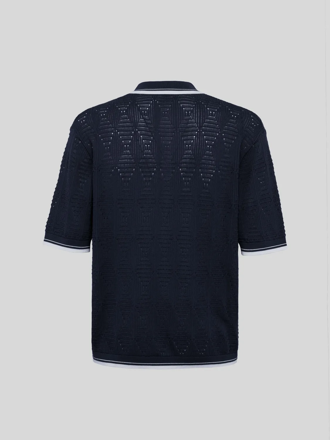 Laneus polo hulmønster navy bomuld