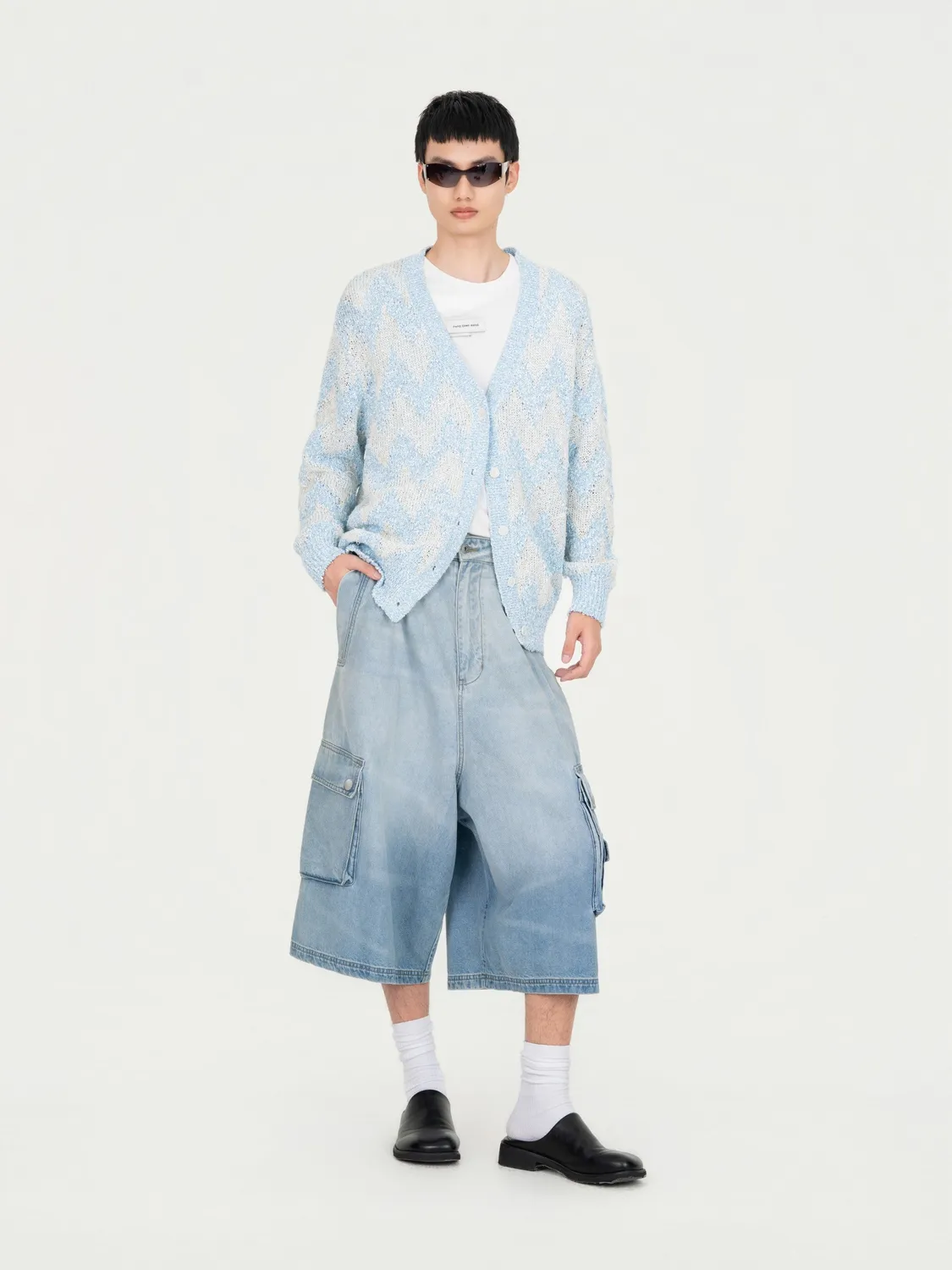 Feng Chen Wang Oversized Denim Cargo Trouser cargobukser blå