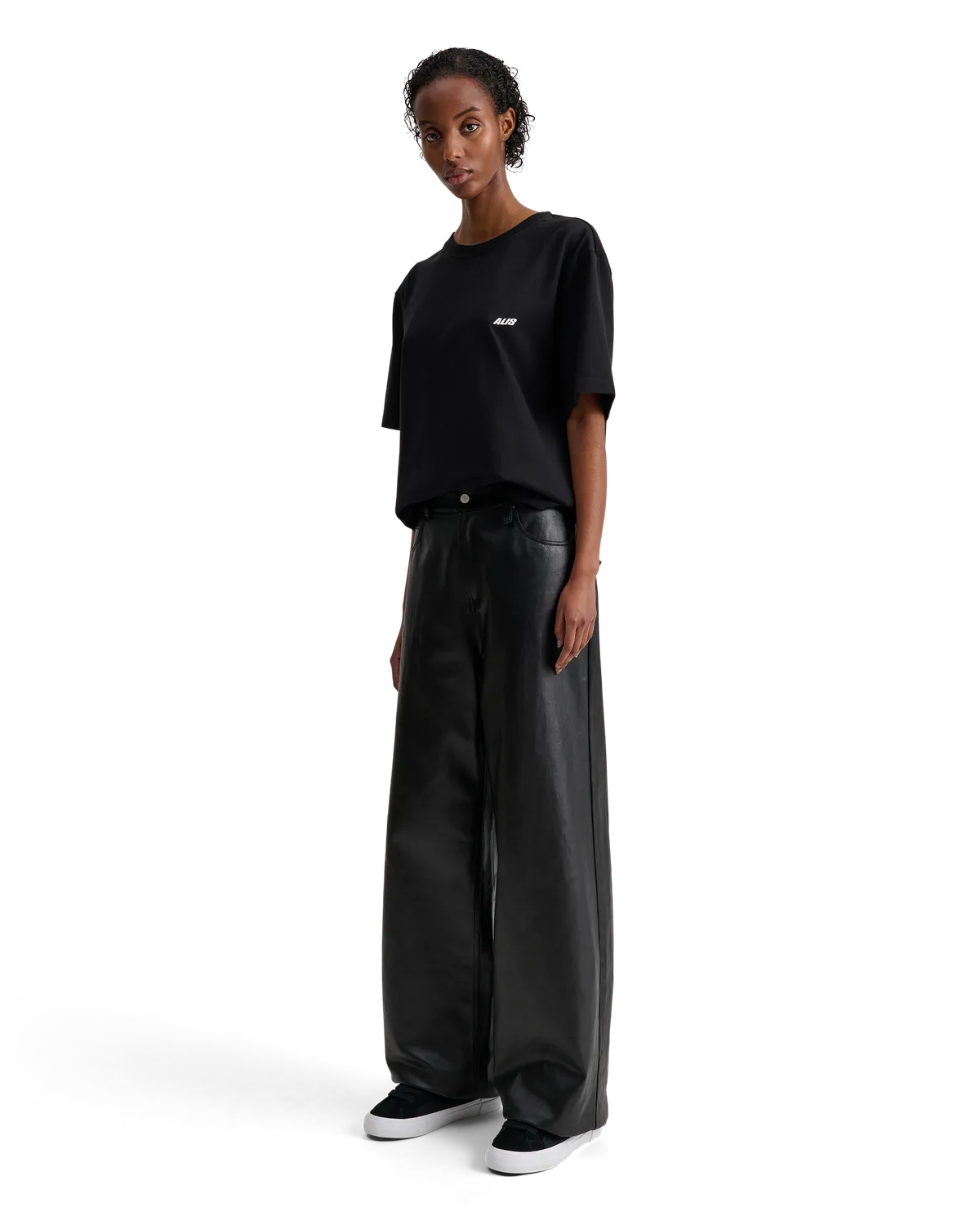 Alis Torey cropped t-shirt solid black bomuld
