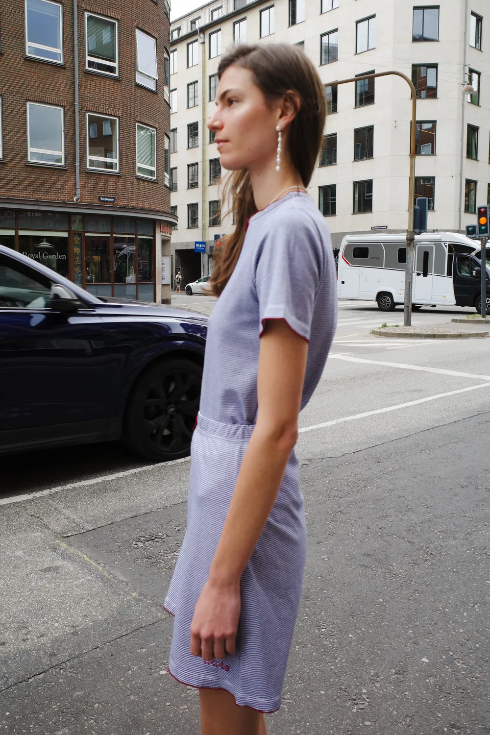 Caro Editions Jersey T-shirt navy med sløjfe