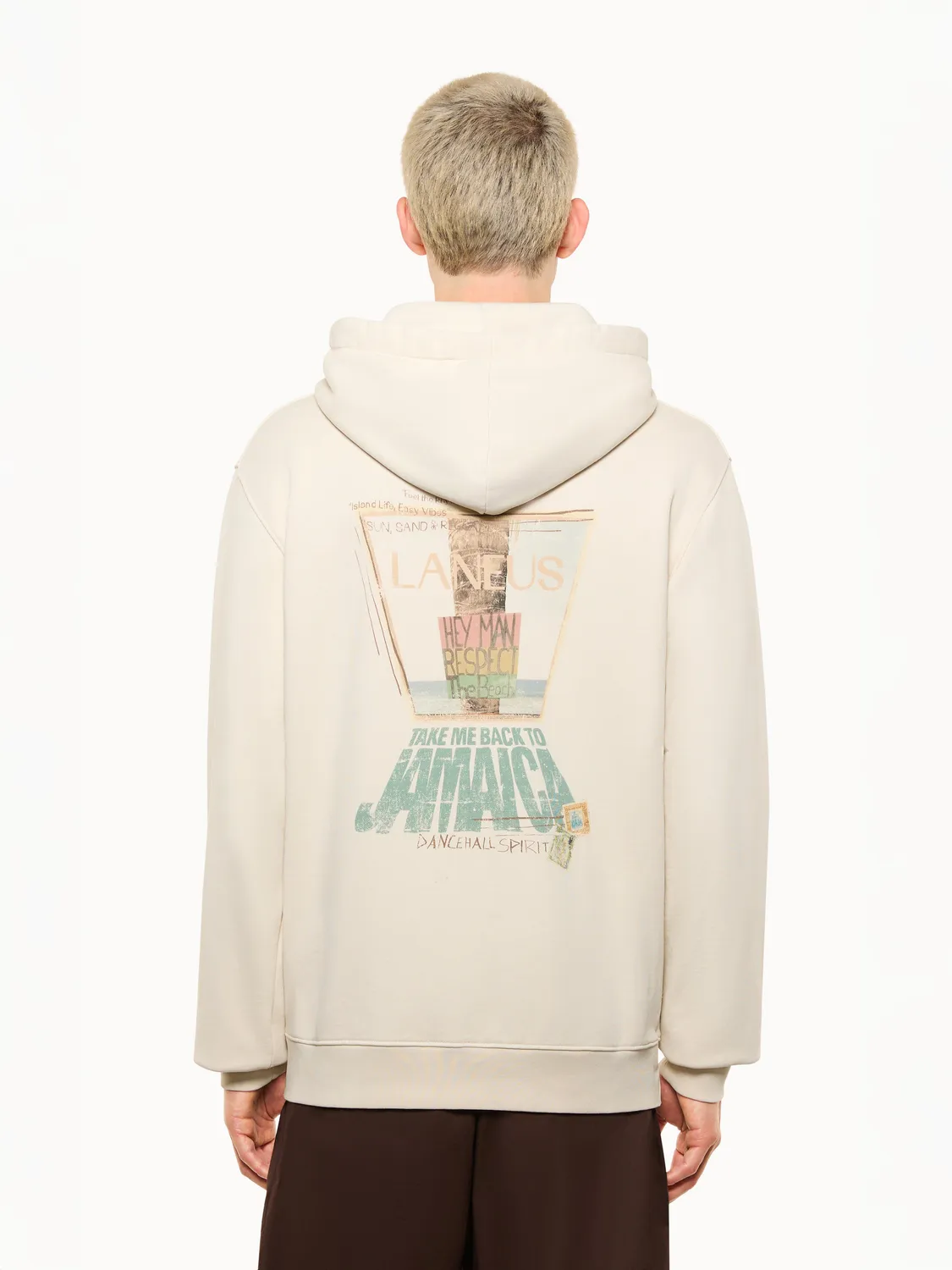 Laneus Cotton Hoodie hættetrøje cream bomuld