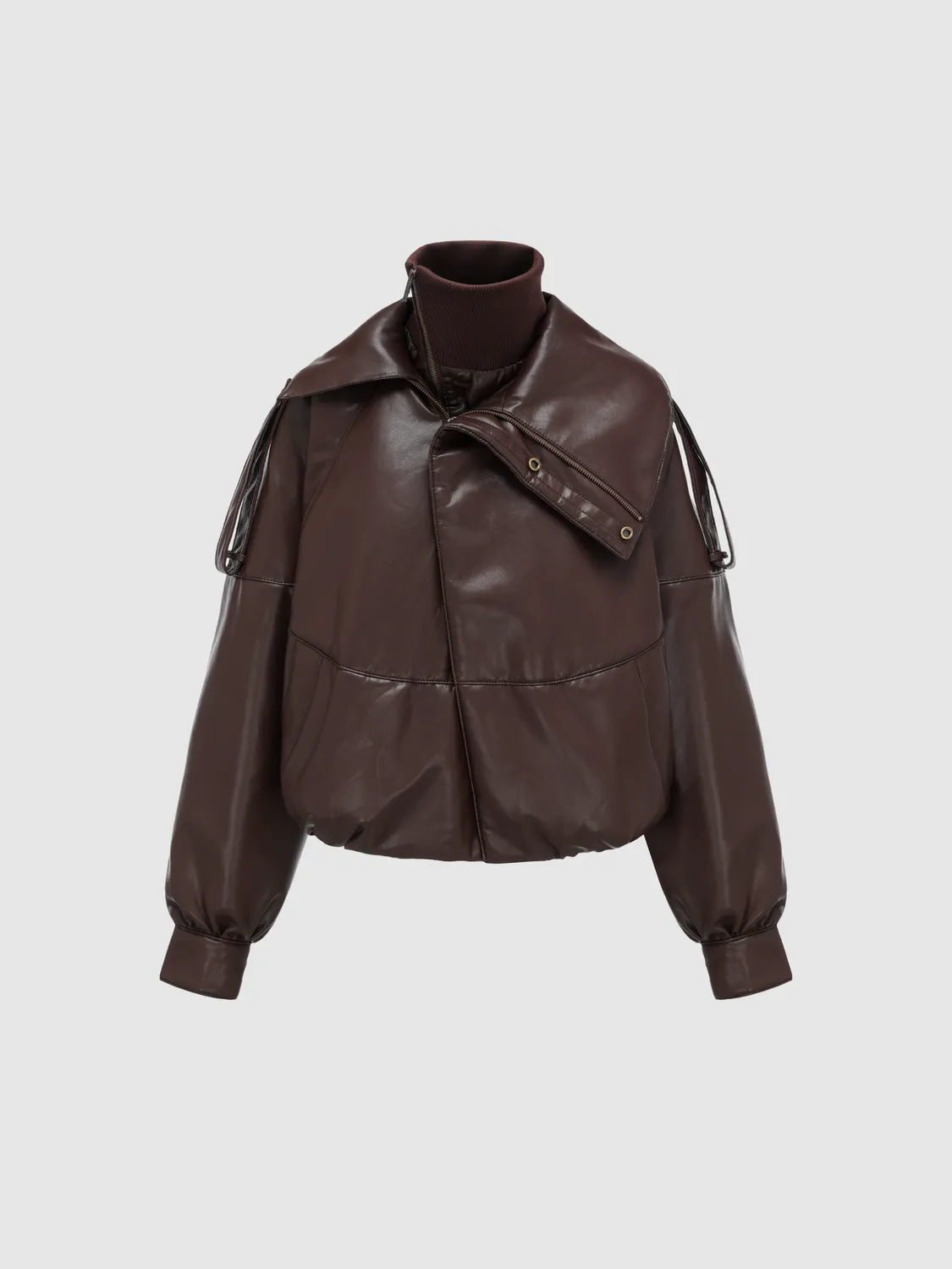 Feng Chen Wang Asymmetric Double Collar Jakke kunstlæder