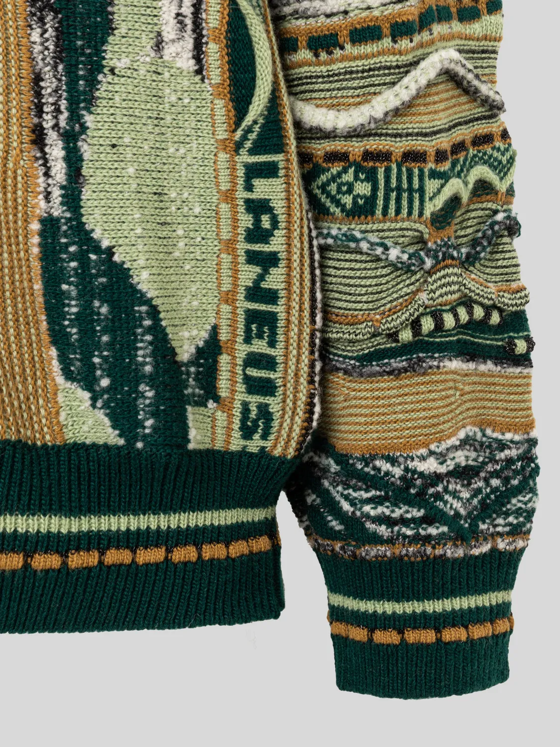 Laneus Boxy Jacquard cardigan grøn merino