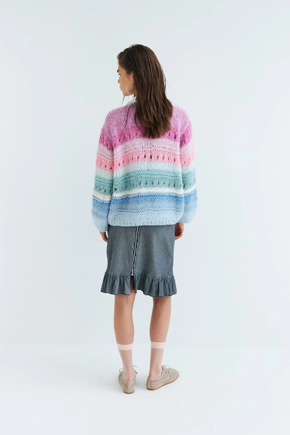 DAWNXDARE EDDA strikcardigan 220 Sky håndstrikket mohair