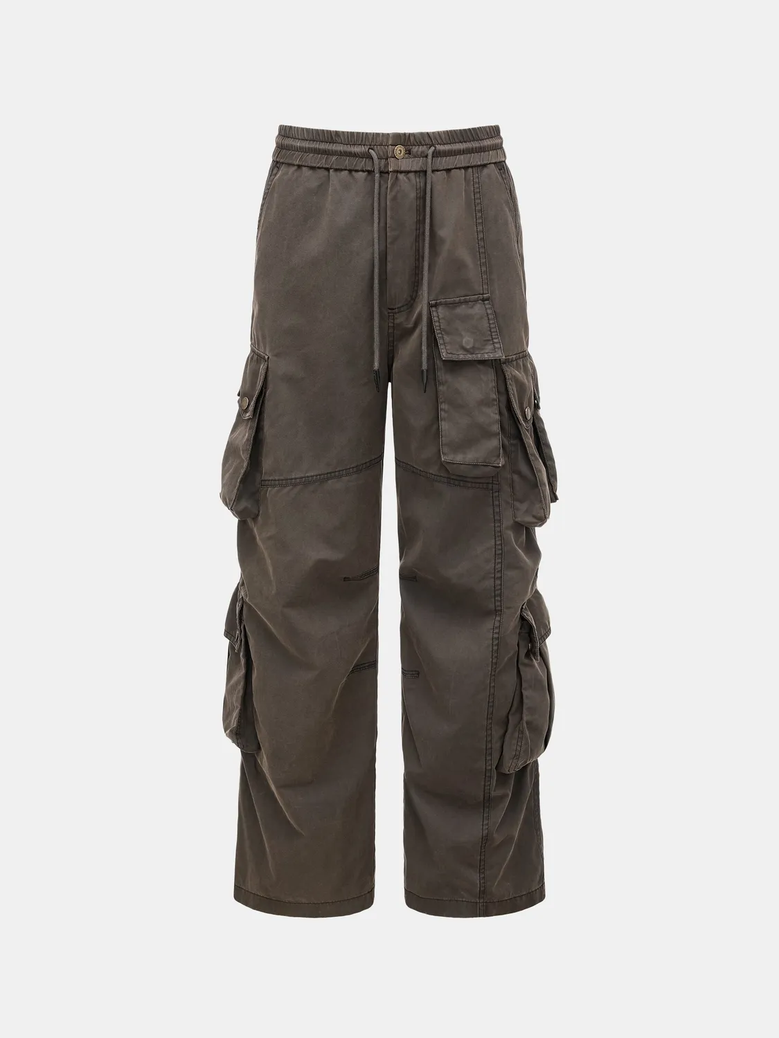 Feng Chen Wang Brown Deconstructed Washed utility bukser brun