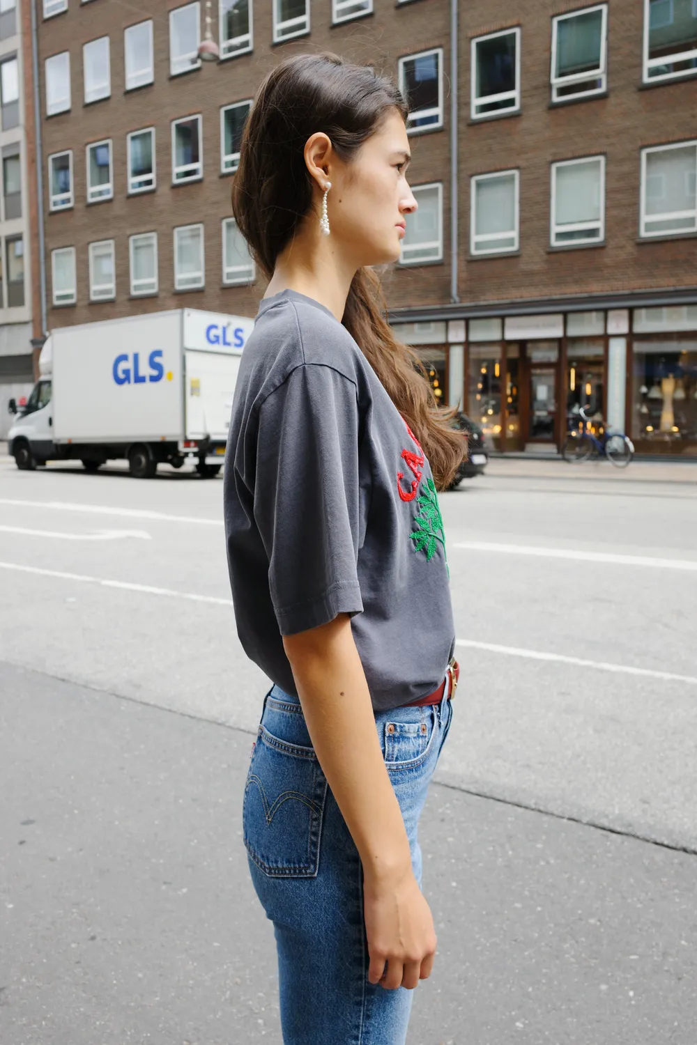 Caro Editions Freddy T-shirt grå panda broderi