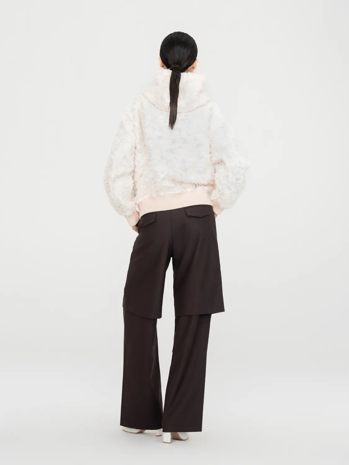 Feng Chen Wang jacquard hættejakke lyserød