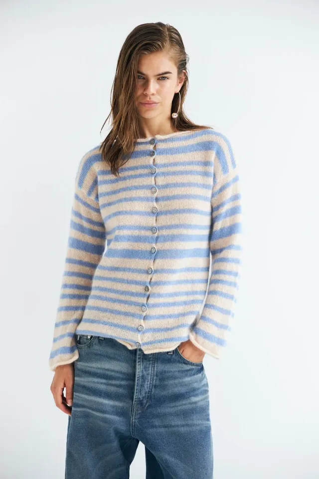 DAWNXDARE SINEA cardigan 620 sky stribet mohair