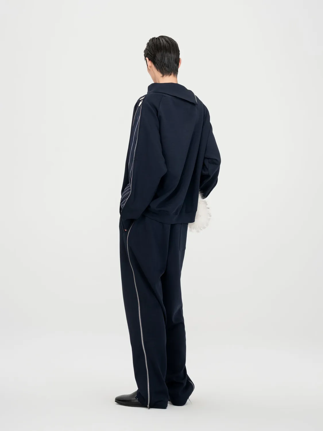 Feng Chen Wang Navy Patchwork Striped bukser XS navy