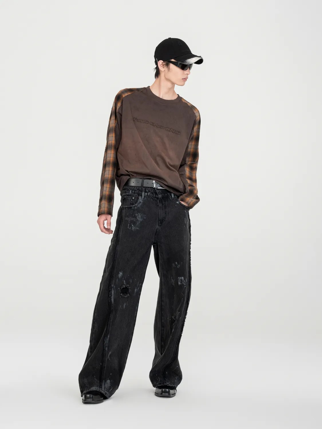Feng Chen Wang Gradient Washed T-shirt brun langærmet