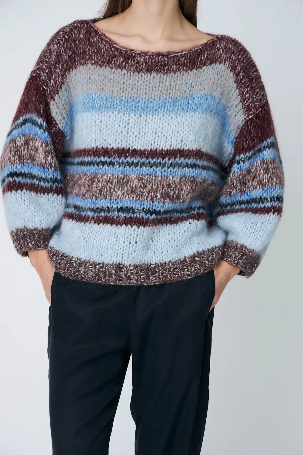 DAWN x DARE Lola Crew striktrøje midnight raisin mohair